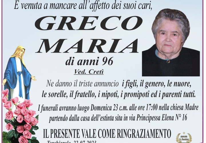 Annuncio Greco Maria 